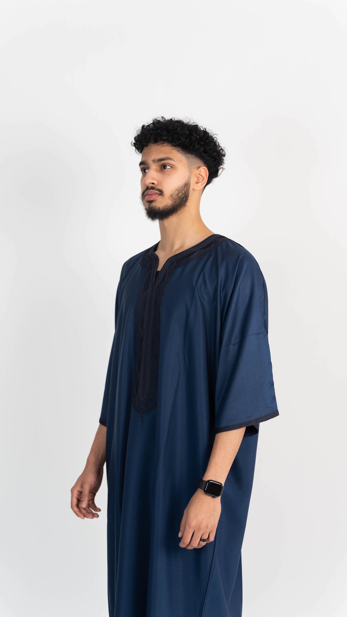 Midnight Blue Half Sleeve Moroccan Thobe