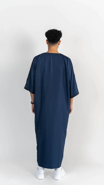 Midnight Blue Half Sleeve Moroccan Thobe