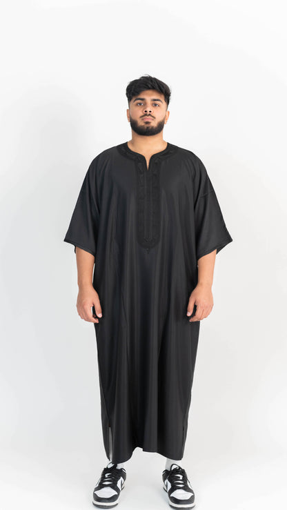 Black Half Sleeve Moroccan Thobe