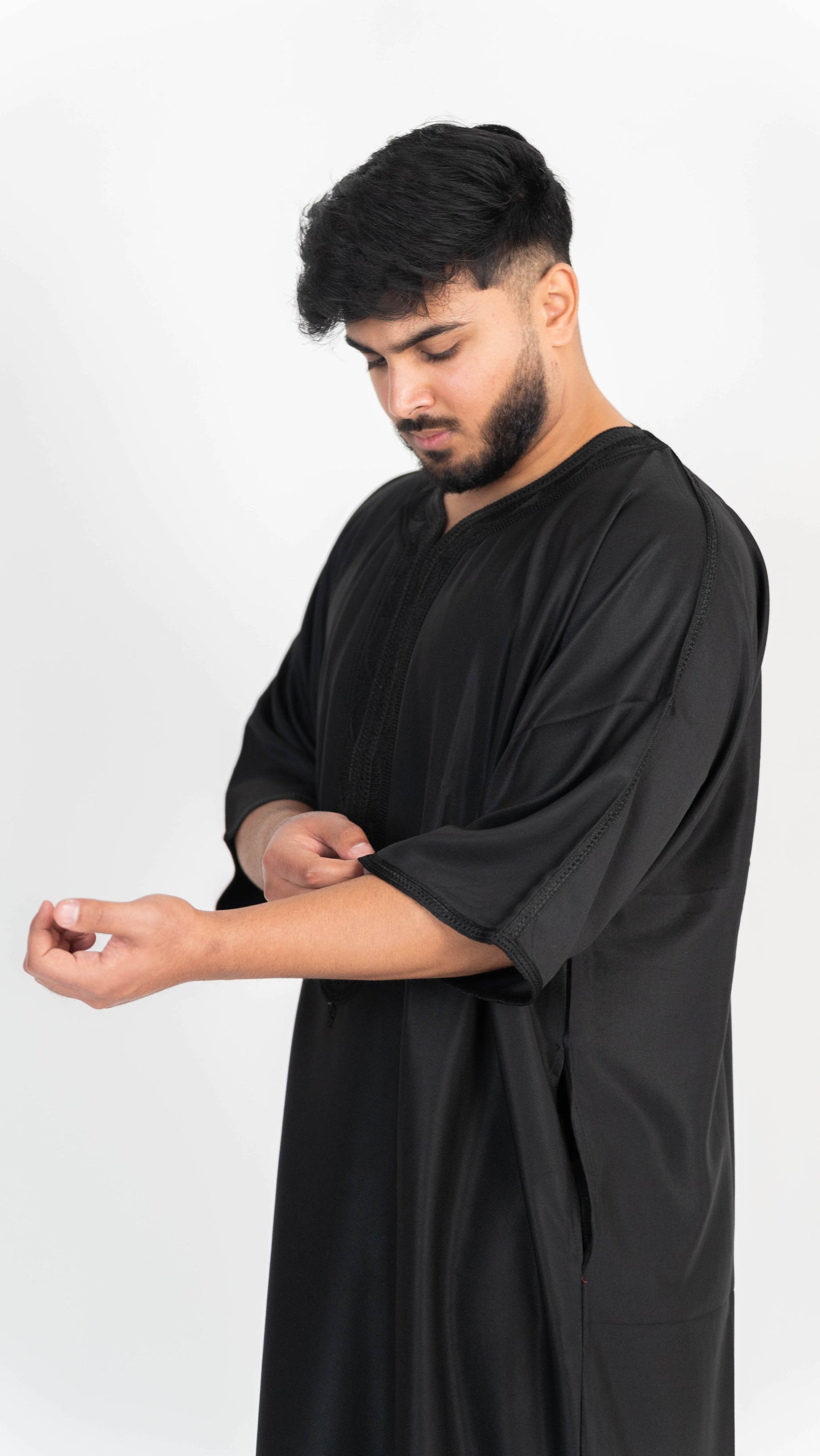 Black Half Sleeve Moroccan Thobe